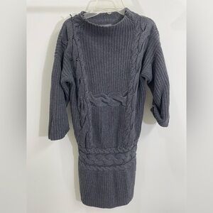 Chelsea Theodore Sweater Sz Sm Gray Chunky Cable‎ Knit Tunic Grunge Braid Dress
